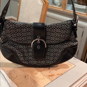 Coach Black and Gray Patterned Shoulder Bag